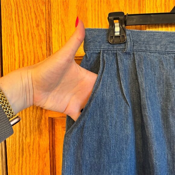 Orvis Vintage Denim Midi Skirt Women's Size 10P Blue A-Line Casual - Picture 3 of 6